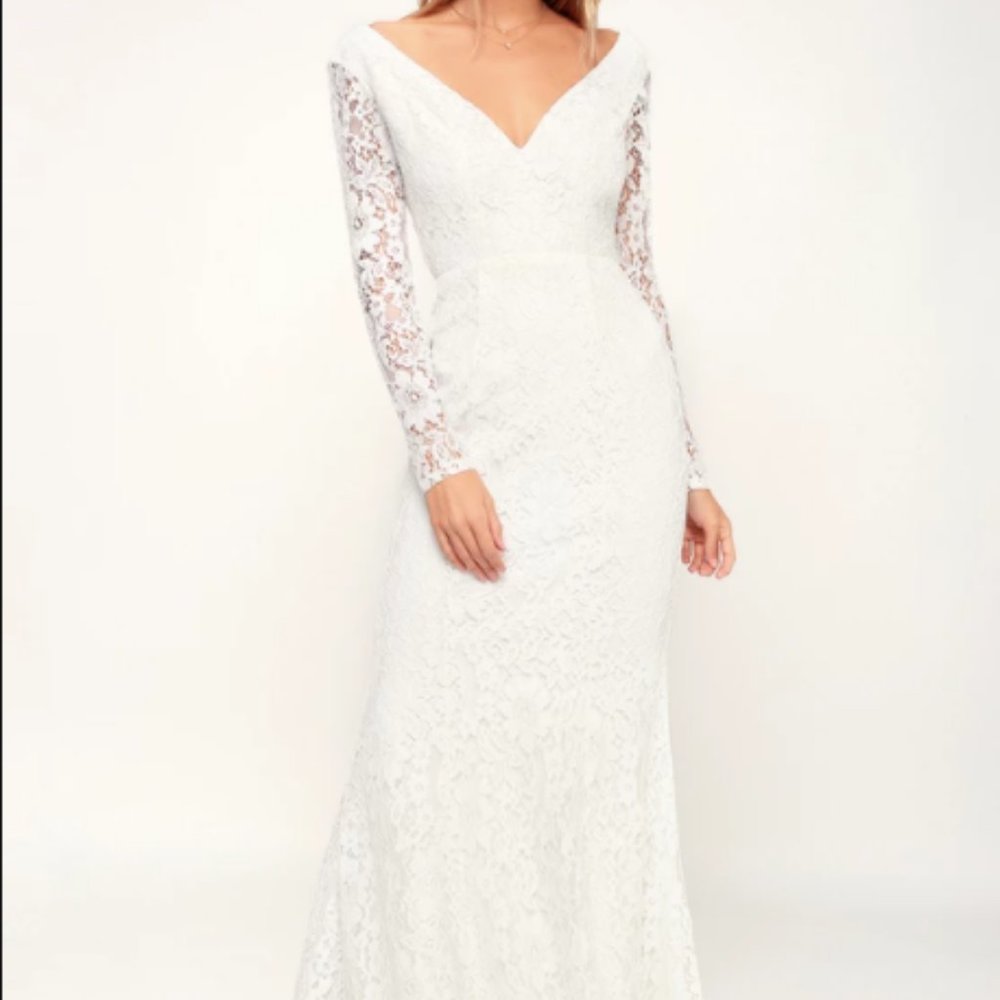 Natural Beauty White Lace Long Sleeve Maxi Dress